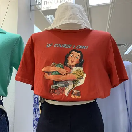 短袖t恤女2021夏季新款韩版ins潮人物字母印花宽松显瘦百搭上衣服商品大图