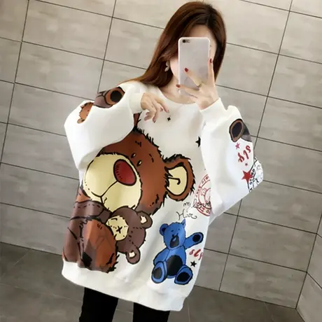 设计感小众卫衣女秋冬季韩版宽松中长款大码加绒加厚上衣服外套潮图片