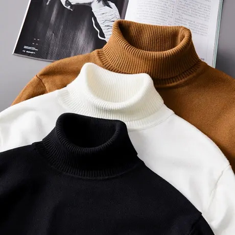 2023年新款秋冬高领毛衣男针织衫打底衫韩版潮流内搭加绒加厚线图片