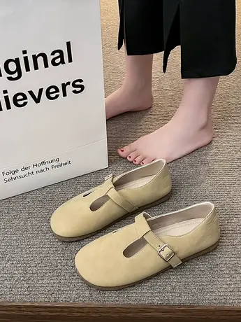 玛丽珍小皮鞋女2023春秋法式复古文艺奶奶鞋软皮软平底豆豆鞋单鞋商品大图