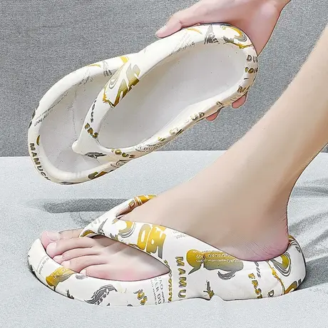 人字拖女厚底夏时尚网红高跟拖鞋防滑夹脚沙滩海边外穿个性凉拖鞋图片