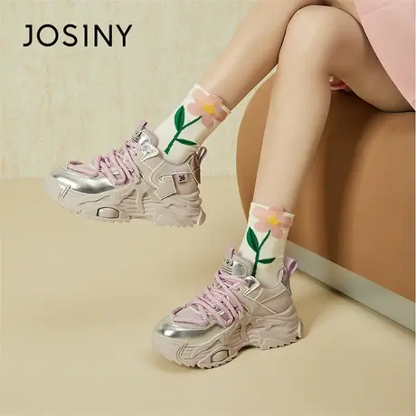 Josiny/卓诗尼厚底老爹鞋女2024新款春季舒适休闲增高跑步运动鞋商品大图