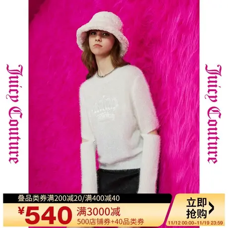 Juicy Couture橘滋23初秋冬新款雾都恋人logo绣花两穿袖女式毛衣图片