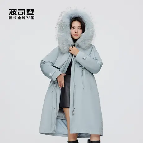 波司登奥莱女装工装派克服一衣多穿天然毛领甜酷风宽松收腰羽绒服商品大图