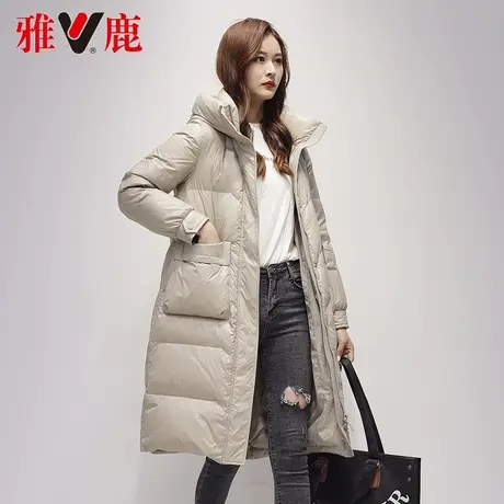 雅鹿羽绒服女中长款2022冬季新款时尚宽松连帽保暖加厚外套高端潮商品大图