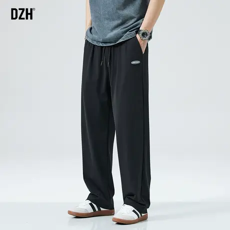 男士黑色冰丝裤男款夏天薄款直筒裤垂感裤子美式空调裤弹力休闲裤商品大图