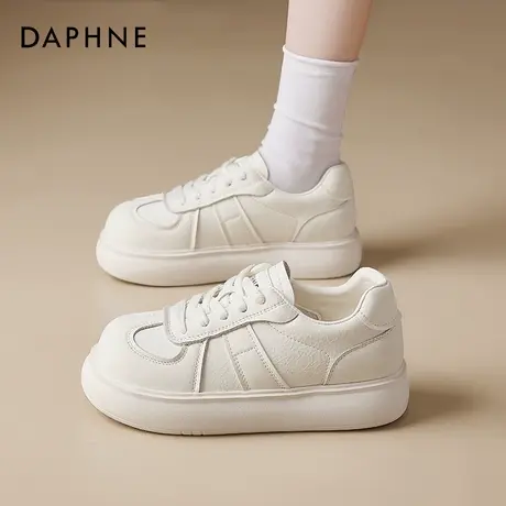 达芙妮小白鞋女2025新款春夏大头百搭厚底增高面包鞋白色透气板鞋商品大图