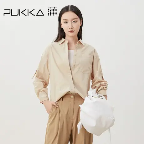 蒲PUKKA 原创女装2023春夏新品宽松休闲设计感气质翻领长袖衬衫图片