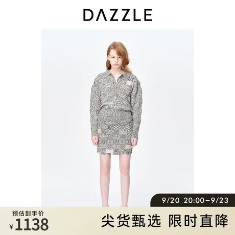 【肌理美学】DAZZLE地素奥莱春季新款简约通勤polo领肌理毛针织衫商品大图