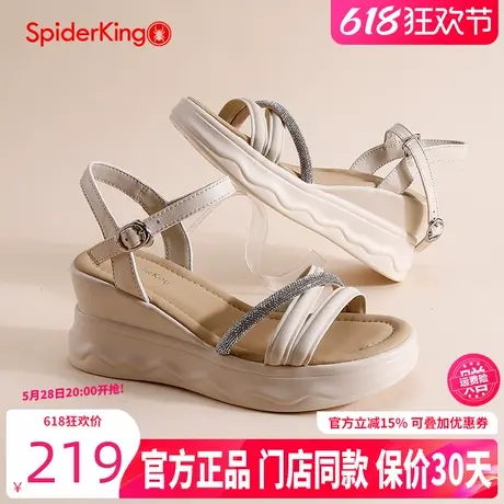 蜘蛛王女鞋2025夏季新款真皮厚底舒适休闲凉鞋坡跟时尚罗马沙滩鞋商品大图