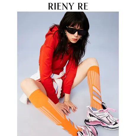 RIENYRE卫衣女2023新款春秋款美式复古短款宽松收腰连帽上衣洋气图片