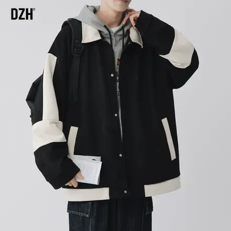 男士高街外套潮牌男春秋款新款夹克情侣拼接上衣美式风街头棒球服商品大图