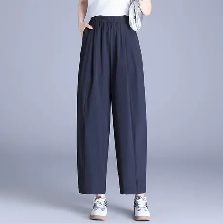 拉夏贝尔松紧腰哈伦裤女夏季2025新款高腰显瘦灯笼裤抗皱九休闲裤商品大图