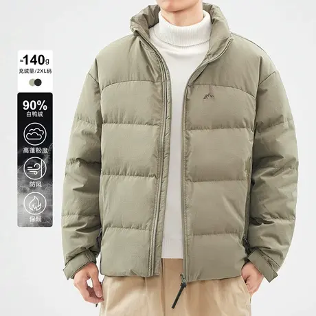hansca新国标90白鸭绒立领羽绒服男2024冬季新款宽松刺绣保暖外套商品大图