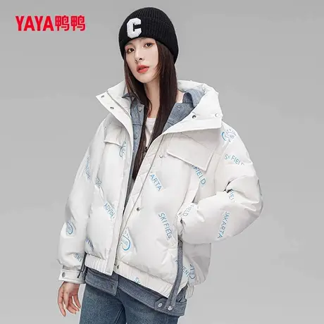鸭鸭时尚羽绒服女冬中长款2022年新款冬季时尚百搭鸭绒保暖外套W商品大图