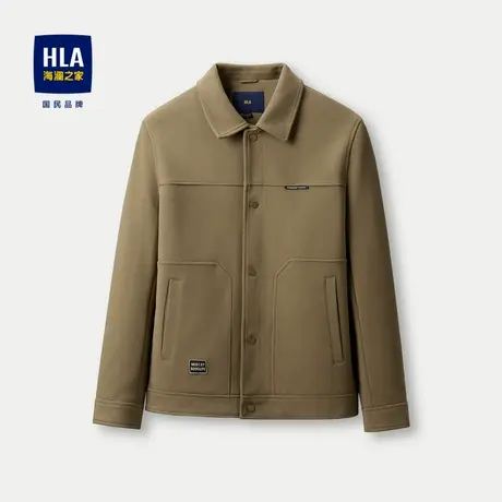 HLA/海澜之家翻领夹克23秋季新单排扣干练休闲织唛设计纯色外套男图片