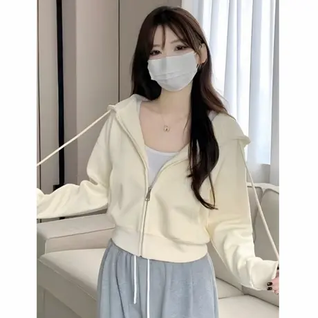 短款连帽卫衣外套女2025新款爆款小个子早秋美式开衫运动秋冬上衣商品大图