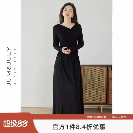 嘉茱莉2024春秋新款设计感不规则T恤女纸片人上衣大摆半裙两件套商品大图