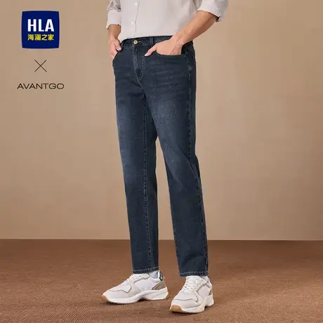 HLA/海澜之家轻商务经典系列牛仔裤2025春秋款微弹中腰裤子男士商品大图