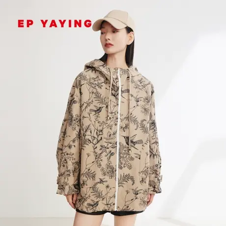 EP雅莹女装 新中式老钱风 国风印花中长款立领外套 2023秋冬1259A图片