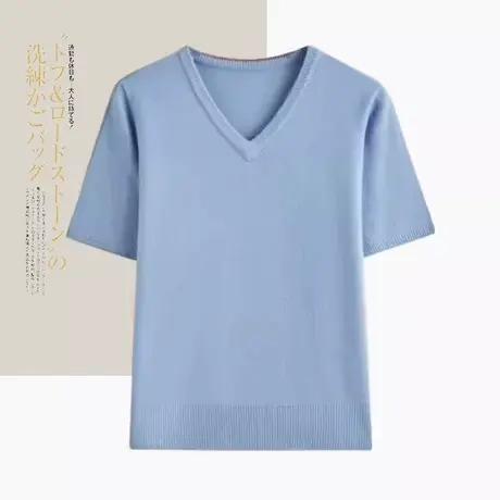 享永子【细腻柔软】100%绵羊毛 细度17.6 一线成衣打底短袖毛衣女图片