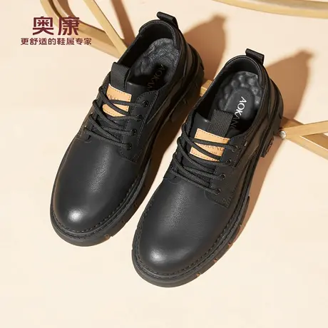 奥康 男鞋春秋商务休闲皮鞋男士低帮工装马丁靴运动皮鞋L商品大图