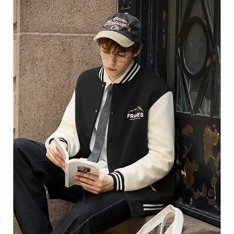 唐狮男秋季新款棒球服外套男士撞色设计感棒球领时尚休闲上衣TUTA商品大图