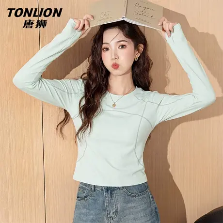 唐狮官方速干凉感长袖t恤女2026新款春季户外跑步运动防晒上衣VC图片
