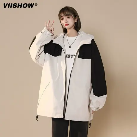 VIISHOW潮流登山服男生连帽夹克男春秋季2023新款时尚户外冲锋衣商品大图