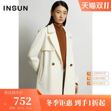 恩裳冬季中长款有型气质优雅轻商务大方流行艺术毛呢外套图片