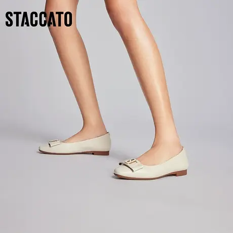 思加图新款奶油鞋通勤平底鞋休闲单鞋女一脚蹬H1269AQ3图片