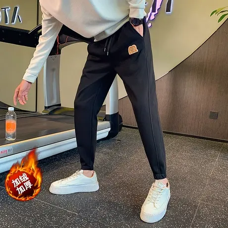 卫裤男加厚加绒裤子冬款运动裤2024新款男裤春秋季束脚休闲裤百搭商品大图