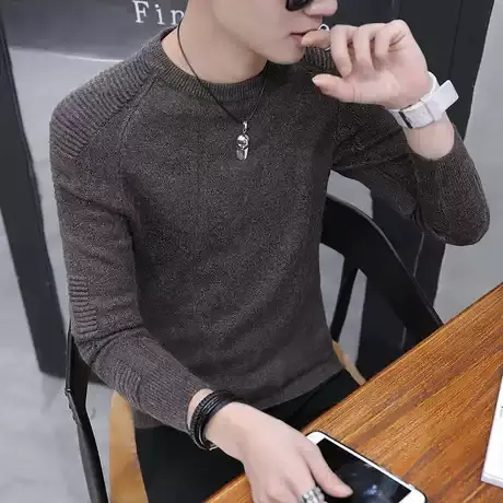 2025新款秋季男士毛衣圆领韩版打底衫冬季男装秋装厚秋冬长袖针织商品大图