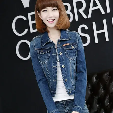 牛仔外套女短款修身韩版潮显瘦学生长袖春秋牛仔服上衣弹力大码图片