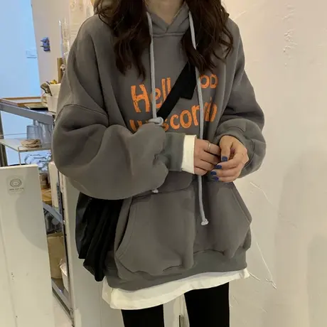 2024新款卫衣女春秋冬ins潮韩版学生百搭宽松薄款慵懒风上衣外套商品大图