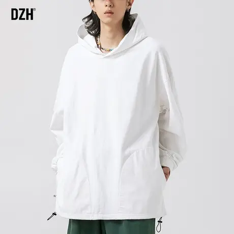 男生白色t恤男长袖连帽上衣2023新款情侣卫衣春秋打底衫男装内搭商品大图
