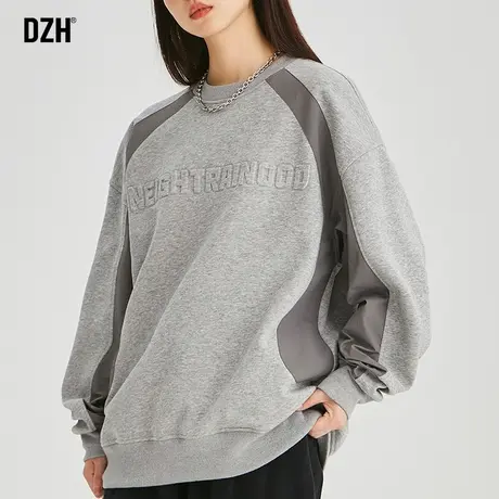 男士灰色重磅卫衣男秋季圆领2023新款情侣装美式长袖上衣内搭打底商品大图