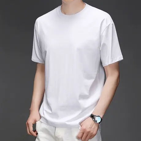 polo衫男夏季新款潮流白色短袖t恤男士潮牌修身百搭休闲翻领上衣商品大图