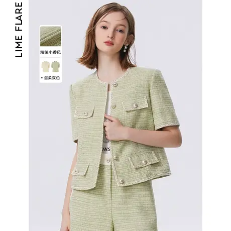 朗姿莱茵2023经典小香风高级感法式春季奥莱薄款短外套女小众别致图片