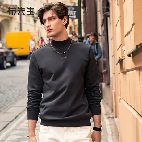 MrBu布先生字母印花半高领卫衣春秋学院风可内搭长袖KT01910商品大图