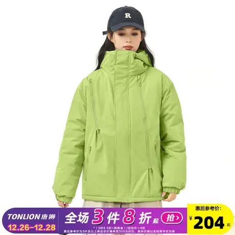 唐狮棉衣外套女2023新款爆款冬季连帽工装棉服小众短款派克服加厚图片