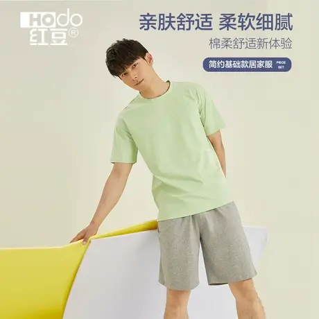 红豆男士睡衣男士短袖红豆棉家居服宽松套装可外穿薄款男夏季透气商品大图