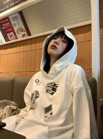 oversize设计感连帽卫衣女秋冬季加绒加厚小众高街潮ins宽松外套商品大图