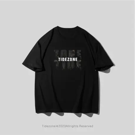 Ohlyah重磅美式基础百搭宽松英文印花简约领口短袖T恤男女夏潮牌商品大图