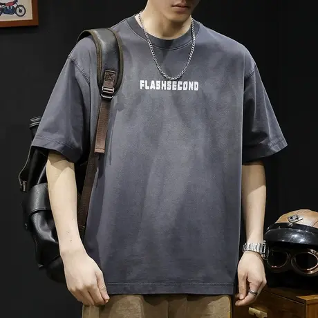 云染潮牌短袖t恤男士宽松大码夏季2024新款男款半袖纯棉男装体恤商品大图