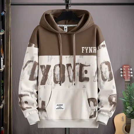 男士卫衣春秋款2024新款休闲帅气连帽外套男生春季宽松百搭上衣服图片