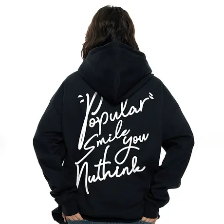 Nuthink潮牌420g重磅保暖连帽卫衣男宽松加绒加厚情侣上衣春季潮商品大图