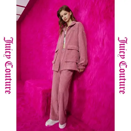 Juicy Couture橘滋秋女女装年新款甜心欧蕾绣花粗条灯芯绒外套图片