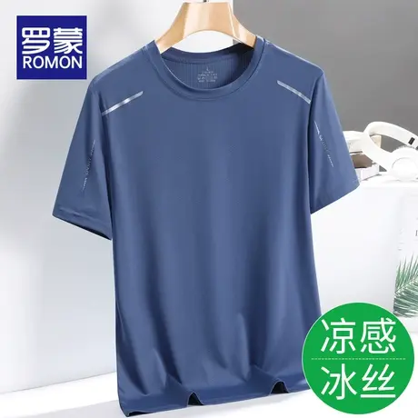 罗蒙冰丝速干短袖t恤男款2024夏季新款潮牌半袖休闲上衣男士运动T图片