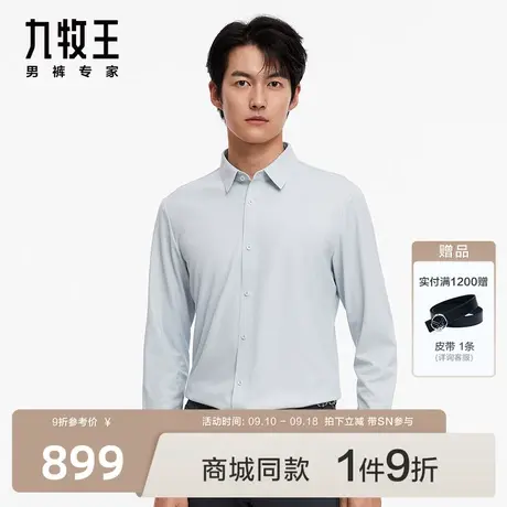 [含羊绒]九牧王商场同款正装长袖衬衫23秋冬JC1C72817保暖衬衣SN商品大图